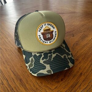 Smokey Bear Camo Green Trucker Hat